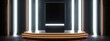 © AImmersive Imagery - 3D rendering of a futuristic product display mockup featuring a scientific podium illuminated with white neon lights