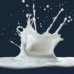 Wall Mural - Milk splash on blue background