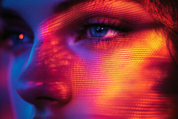 Poster - A glitch effect background with distorted lines and vibrant colors, ideal for digital designs,
