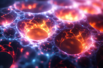 Poster - A complex fractal pattern with infinite loops and bright colors, as a digital background,