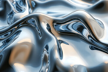 Sticker - An abstract liquid metal surface with reflective waves, for a dynamic digital background,