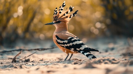 Canvas Print - Hoopoe Bird in a Golden Meadow