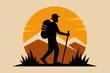 © Zahid - vector t-shirt design black silhouette hiking vintage retro sunshine isolated on the background