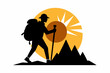 © Zahid - vector t-shirt design black silhouette hiking vintage retro sunshine isolated on the background