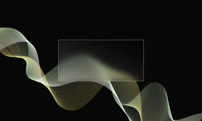 Wall Mural - Glassmorphism style dark page background with light wave
