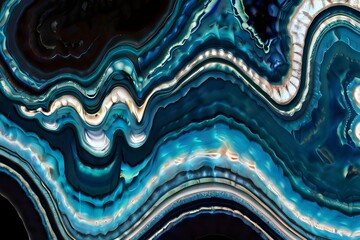 Wall Mural - contrast cyan light and dark lines in agate Generative AI

