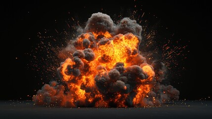 Canvas Print - Fiery explosion in dark