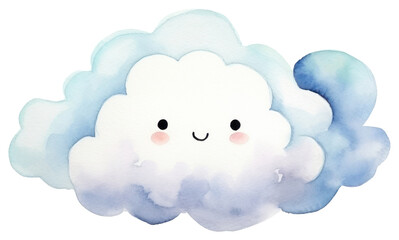 Sticker - PNG Cute watercolor smiling cloud