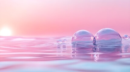 Wall Mural - Pink Water Drops Abstract Background