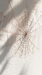 Sticker - Intricate spiderweb on a white wall.