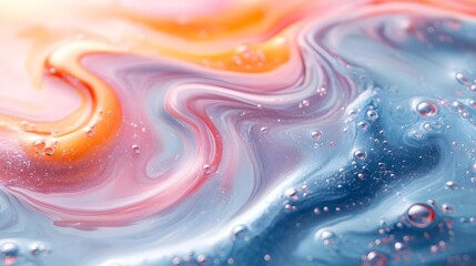 Canvas Print - Abstract Colorful Liquid Swirls with Bubbles