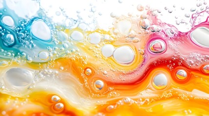 Wall Mural - Abstract Colorful Liquid with Bubbles - Swirling Texture