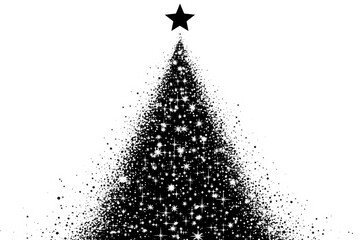 Black silhouette of a christmas tree on a white background.