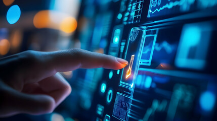 IT information technology concept on touchscreen, computer systems