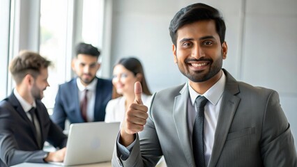 Poster - Indian Professional Showing OK Gesture in Meeting
