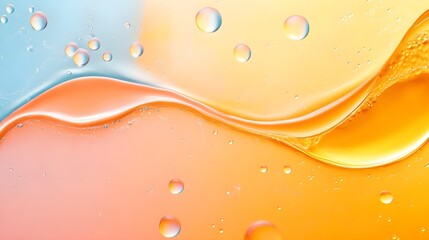 Wall Mural - Abstract Orange and Blue Liquid Swirl with Bubbles