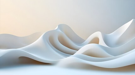 Sticker - Abstract White 3D Waves Background