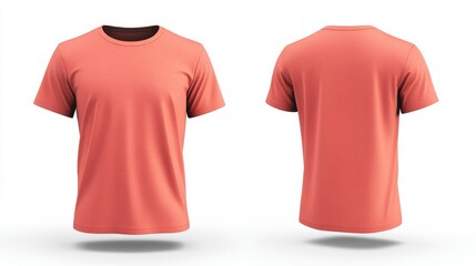 Canvas Print - Red T-Shirt Front and Back View Isolated on White Background Generative AI