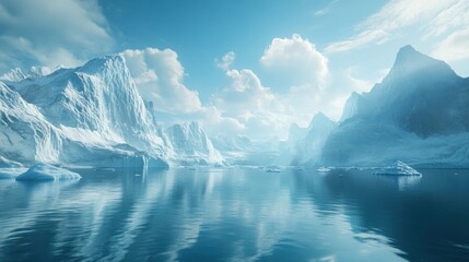 Poster - Frozen Mountains and Tranquil Waters in Arctic Landscape