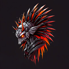 Sticker - Cybernetic Creature with Fiery Wings