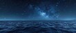 © HN Works - Starry night sky over blue ocean background with copy space image