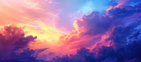 Poster - Abstract dramatic sky with artistic dark clouds at sunset creating a natural pattern ideal as a beautiful scenic wallpaper with copy space image
