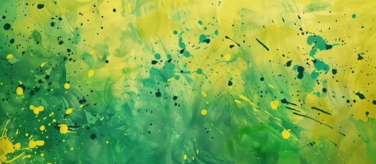 Aufkleber - Colorful green and yellow stains on retro paper with a splatter pattern creating a vibrant backdrop for a copy space image