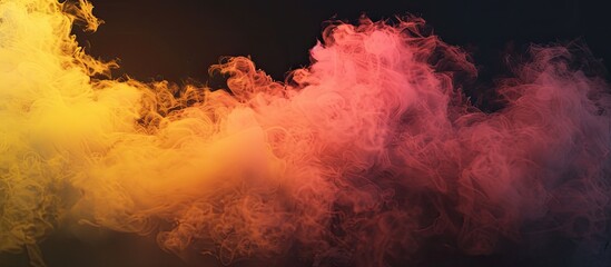Poster - Copy space image featuring yellow and pink hues of steam set against a black backdrop
