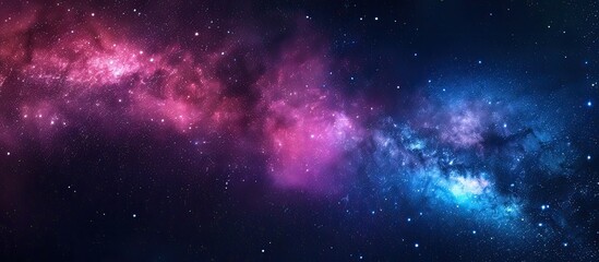 Poster - Night sky filled with colorful stars and the Milky Way galaxy Background of the starry sky with a panoramic view Ideal for a copy space image