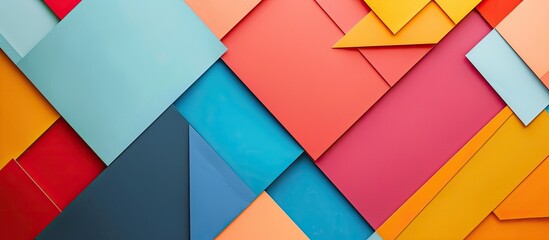 Leinwandbilder - Top view flat lay of an abstract colorful geometric pattern with copy space image