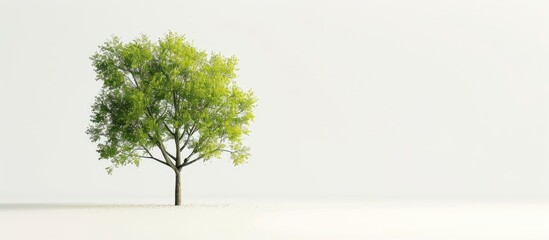 Canvas Print - A green tree set against a white backdrop providing ample copy space image