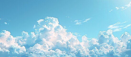 Canvas Print - Copy space image of bright blue skies with fluffy white clouds on a sunny summer day