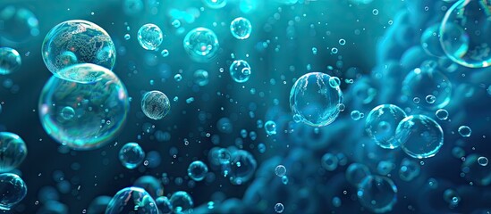 An abstract copy space image depicting blue ocean bubbles in the background