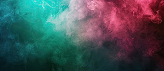 Poster - Colorful green and pink steam against a dark backdrop with empty copy space image