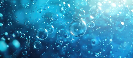 Leinwandbilder - An abstract copy space image depicting blue ocean bubbles in the background