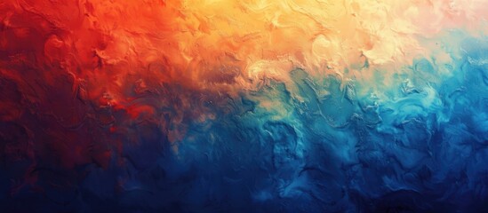 Poster - Horizontal banner featuring a grainy soft gradient abstract background in red orange and blue sunrise colors with a noise effect designed with copy space image
