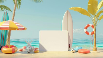 Wall Mural - summer time in beautiful beach background copy space
