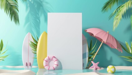 Wall Mural - summer time in beautiful beach background copy space