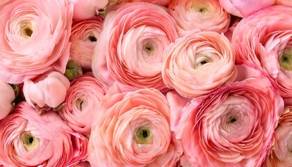 Canvas Print - flowers background with ranunculus flower in trendy pink coral color