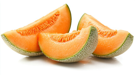 Wall Mural - A cut cantaloupe, fresh, slightly watery, isolate on white background