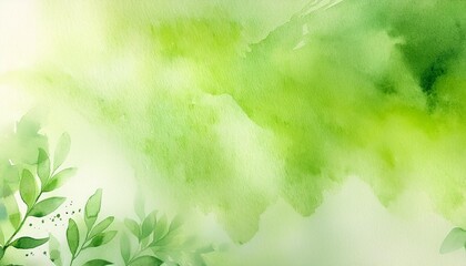 abstract watercolor green background summer spring energy freshness generative ai