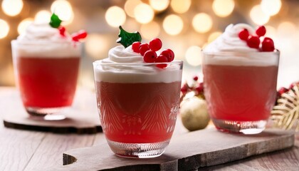 Canvas Print - festive holiday cocktails with whipped cream and red berries