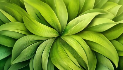 Poster - abstract green flower illustration as panorama background generative ai