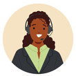 © Hanna Syvak - Cheerful Customer Service Representative Character Wearing Headset And Business Attire. Cartoon Vector Image