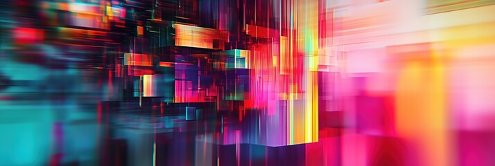 Canvas Print - colorful geometric banner with glitch effect. bright background with blurred. vibrant abstract compo