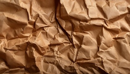 Sticker - brown crumpled paper texture with grains macro closeup