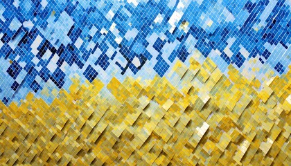 Poster - beautiful blue and yellow mosaic background wallpaper generative ai