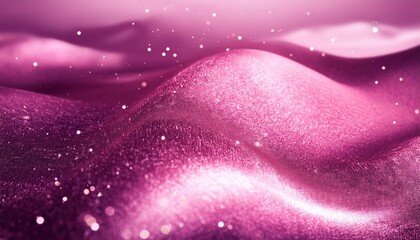 Wall Mural - shimmering bright pink waves filled with sparkling particles creating an enchanting visual landscape