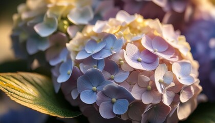 Poster - detail of an early hydrangea flower hydrangea macrophylla