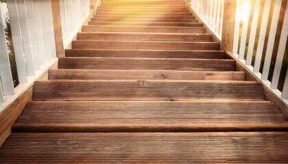 Canvas Print - plank wood stair outdoor